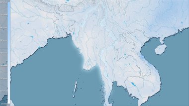 Efsanevi stereografik projeksiyondaki Myanmar bölgesindeki en kurak ayın yağışı - ışık yansıtmalı raster tabakalarının ham bileşimi