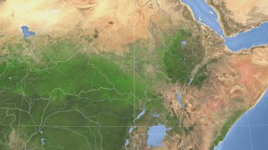 Güney Sudan ve mahallesi. Uzak eğimli perspektif - özet yok. uydu resimleri