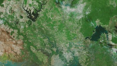 Binh Duong, Vietnam vilayeti. Uydu görüntüleri. Ülke alanına göre şekillendirilmiş. 3B görüntüleme