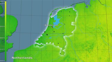 Efsanevi stereografik projeksiyonda Hollanda bölgesinde yıllık ortalama sıcaklık değişimi - ana bileşim