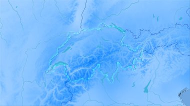 Stereografik projeksiyondaki yıllık yağış haritasında İsviçre bölgesi - ışık saçan ana hatlı raster tabakalarının ham bileşimi