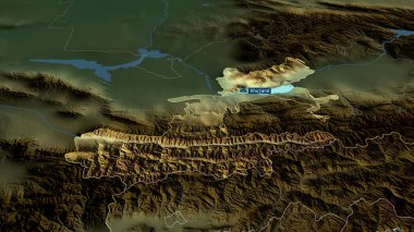 Leninabad - Tacikistan bölgesi yakınlaştırıldı ve sermaye ile vurgulandı. Ana fiziksel manzara özellikleri. 3B görüntüleme