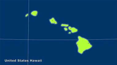 Stereografik projeksiyondaki idari bölümler haritasında Birleşik Devletler Hawaii bölgesi - ana kompozisyon