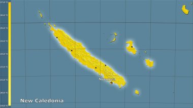 Efsanevi stereografik projeksiyonda Yeni Kaledonya bölgesinin en sıcak çeyreğinin ortalama sıcaklığı - ana bileşim