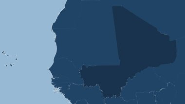Mali. Ülkenin yakın perspektifi, özet yok. Sadece şekiller - kara / okyanus maskesi