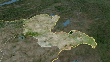 Dornod - Moğolistan ili yakınlaştırıldı ve altı çizildi. Uydu görüntüleri. 3B görüntüleme