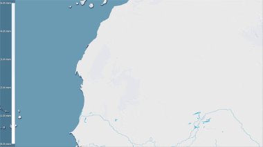 Efsanevi stereografik projeksiyondaki Moritanya bölgesindeki en kuru ayın yağışı - raster tabakalarının ham bileşimi