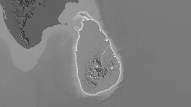 Stereografik projeksiyondaki bilek yüksekliği haritasında Sri Lanka alanı - ışık saçan ana hatlı raster tabakalarının ham bileşimi