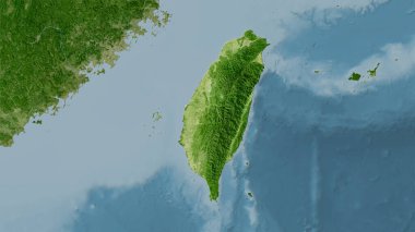 Taiwan area on the satellite B map in the stereographic projection - raw composition of raster layers clipart