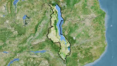 Stereografik projeksiyondaki D uydusundaki Malawi alanı - koyu parlak dış hatlı raster tabakalarının ham bileşimi