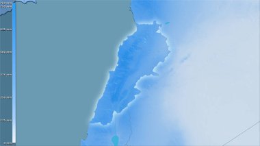 Lübnan bölgesindeki en nemli çeyrekliğin efsanevi stereografik projeksiyonla yağışı - ışık saçan ana hatlı raster tabakalarının ham bileşimi