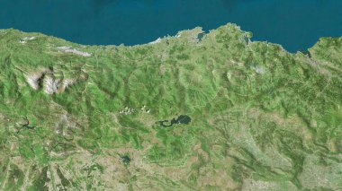 Cantabria, İspanya 'nın özerk topluluğu. Uydu görüntüleri. Ülke alanına göre şekillendirilmiş. 3B görüntüleme
