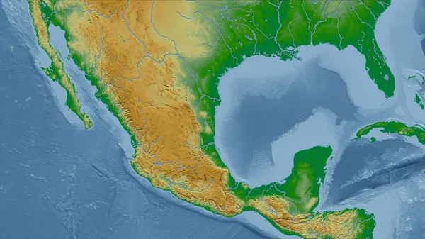 Meksika Ülkenin Yakın Perspektifi Özet Yok Renk Fiziksel Haritası — Stok fotoğraf