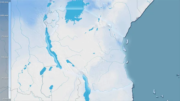 Précipitation Mois Sec Dans Région Tanzanie Dans Projection Stéréographique Avec — Photo