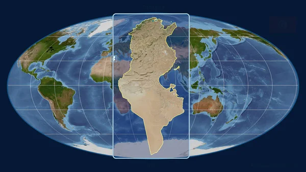 Переглянутий Точки Зору Тунісу Перспективними Лініями Глобальній Карті Проекції Мольвейде — стокове фото