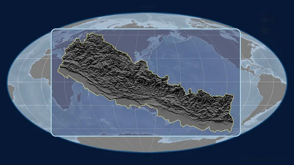 Vista Ampliada Del Esquema Nepal Con Líneas Perspectiva Contra Mapa —  Fotos de Stock