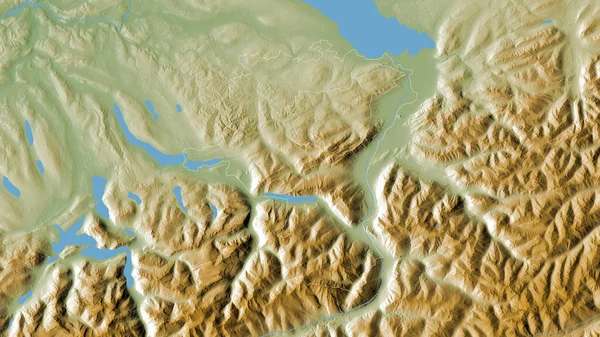 瑞士Sankt Gallen州 湖泊和河流的彩色阴影数据 形状与它的国家相对应 3D渲染 — 图库照片