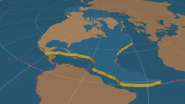 North American Tectonic Plate Enlarged Extruded Rotated East Side Global — Stock Photo, Image