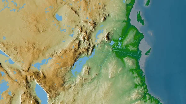 Morogoro Region Tanzania Colored Shader Data Lakes Rivers Shape Outlined — Stock Photo, Image