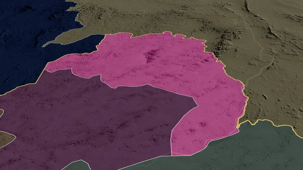 ロファ リベリアの郡が拡大し 強調した 行政区画の色と衝突した地図 3Dレンダリング — ストック写真