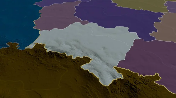 Lower Silesian ポーランドの航海が拡大し 強調表示されました 行政区画の色と衝突した地図 3Dレンダリング — ストック写真