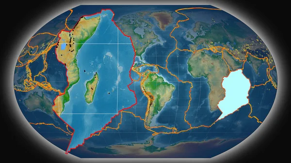 Somalian Tectonic Plate Extruded Presented Global Color Physical Map Kavrayskiy — Stock Photo, Image