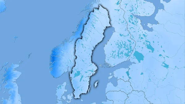 Area Svedese Sulla Mappa Annuale Delle Precipitazioni Nella Proiezione Stereografica — Foto Stock