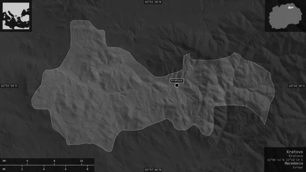 Kratovo Municipio Macedonia Mapa Escala Grises Con Lagos Ríos Forma — Foto de Stock