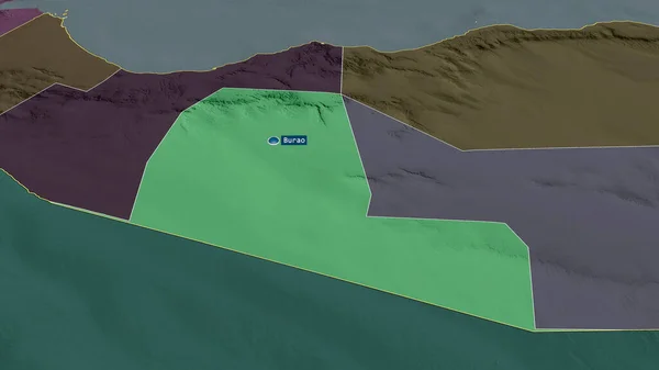 Togdheer Regione Della Somalia Ingrandita Evidenziata Con Capitale Mappa Colorata — Foto Stock