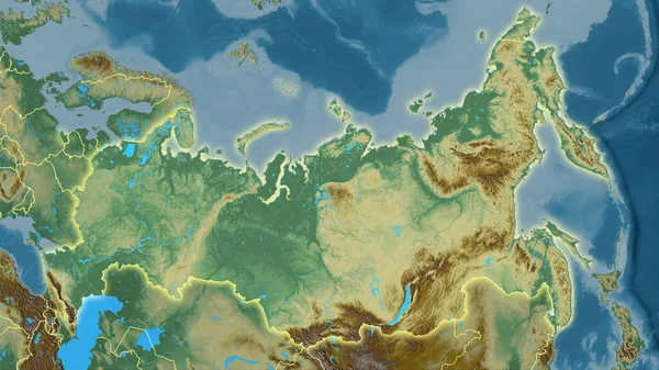 Russische Regio Topografische Reliëfkaart Stereografische Projectie Ruwe Samenstelling Van Rasterlagen — Stockfoto