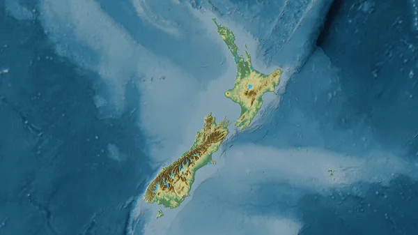 新西兰地区内带有图例的立体投影地形图 栅层的原始组成 — 图库照片