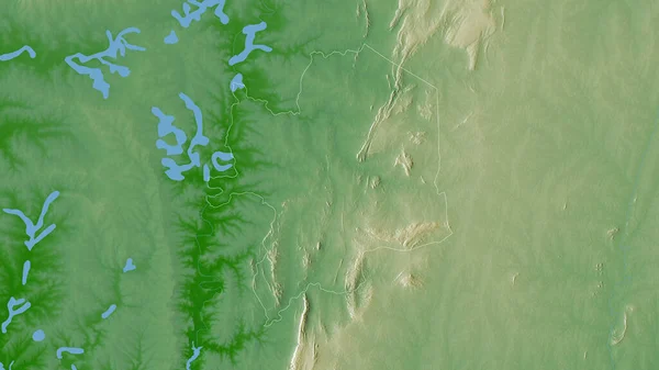 Kara Region Togo Kolorowe Dane Zacienienia Jeziorami Rzekami Kształt Nakreślony — Zdjęcie stockowe