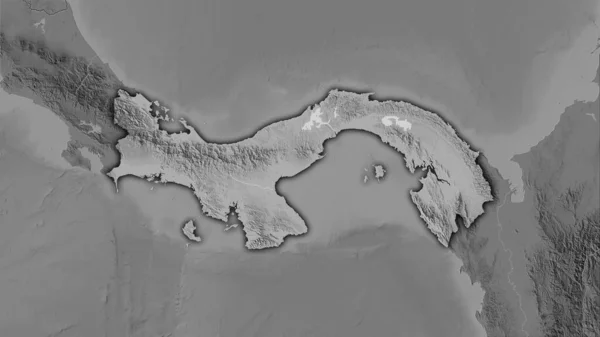 Obszar Panamski Mapie Elewacji Skali Szarości Projekcji Stereograficznej Surowa Kompozycja — Zdjęcie stockowe