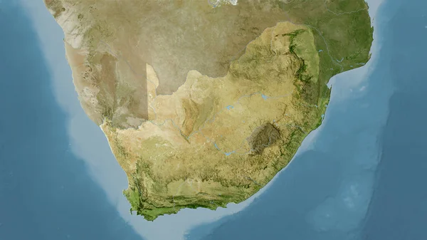 South Africa area on the satellite B map in the stereographic projection - raw composition of raster layers