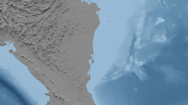 Nikaragui Detailní Pohled Zemi Žádný Obrys Mapa Elevace Stupních Šedi — Stock fotografie
