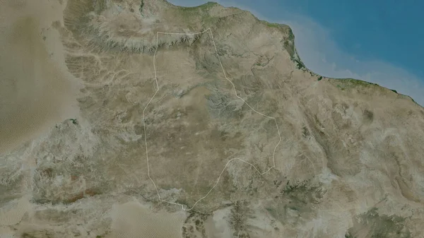 Jabal Gharbi District Libya Satellite Imagery Shape Outlined Its Country — Stock Photo, Image