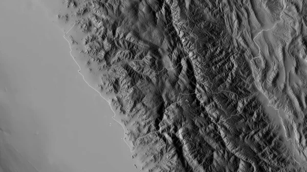 リベルタペルーの地域 湖や川とグレースケールの地図 形状は その国の領域に対して概説 3Dレンダリング — ストック写真