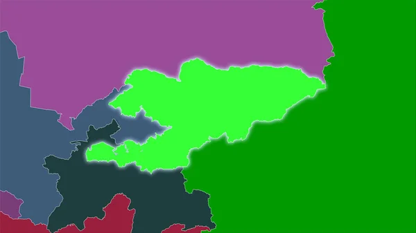 Área Kirguistán Mapa Divisiones Administrativas Proyección Estereográfica Composición Cruda Capas —  Fotos de Stock