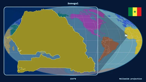 Zoomato Vista Del Profilo Del Senegal Con Linee Prospettiche Contro — Foto Stock