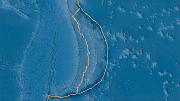 構造プレートは マリアナ プレート地域に隣接する地域の地形図上で境界を接しています ヴァン グリンテンI予測 斜めの変換 — ストック写真