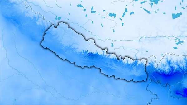 Daerah Nepal Pada Peta Curah Hujan Tahunan Dalam Proyeksi Stereografi — Stok Foto