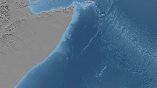 Somália Perspectiva Close País Sem Esboço Mapa Elevação Escala Cinza — Fotografia de Stock