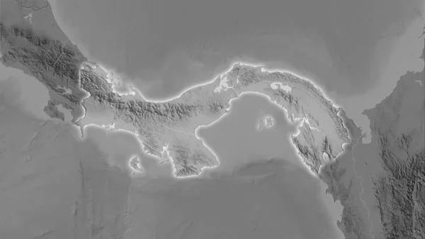 Área Panamá Mapa Elevación Escala Grises Proyección Estereográfica Composición Cruda — Foto de Stock