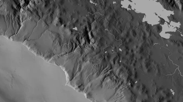 Moquegua 秘鲁地区 有湖泊和河流的灰度地图 形状与它的国家相对应 3D渲染 — 图库照片