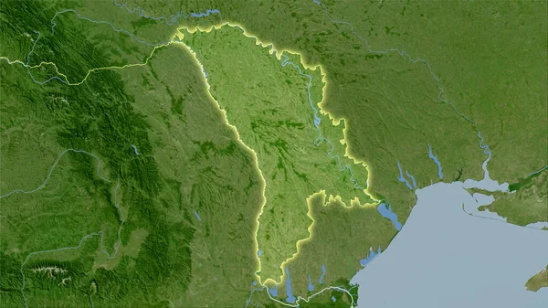 Moldavien Område Satellit Kartan Stereografisk Projektion Sammansättning Raster Lager Med — Stockfoto