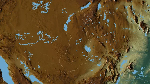 Сингида Регион Танзании Цветной Рельеф Озерами Реками Форма Очерченная Против — стоковое фото