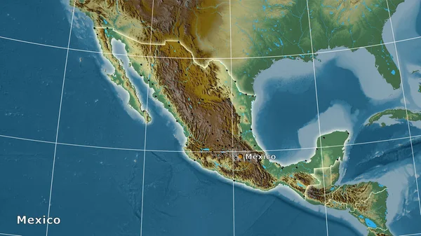 Mexikó Területe Domborzati Domborzati Térképen Sztereográfiai Vetületben Összetétel — Stock Fotó
