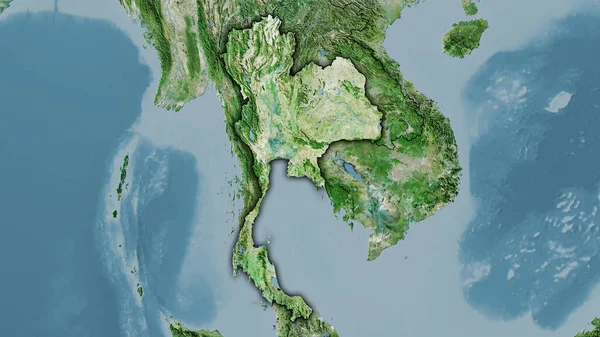 Ταϊλάνδη Περιοχή Στο Δορυφόρο Χάρτη Στην Στερεογραφική Προβολή Ακατέργαστη Σύνθεση — Φωτογραφία Αρχείου