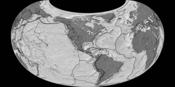 Карта Світу Проекції Райша Армадільйо Зосереджена Довготі Заходу Bilevel Topographic — стокове фото