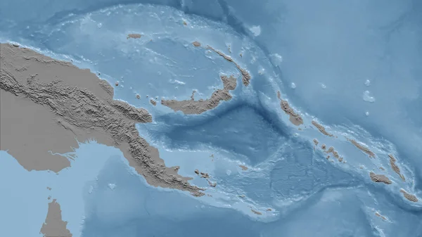 Papua Zbliżenie Perspektywy Kraju Bez Zarysu Mapa Elewacji Skali Szarej — Zdjęcie stockowe